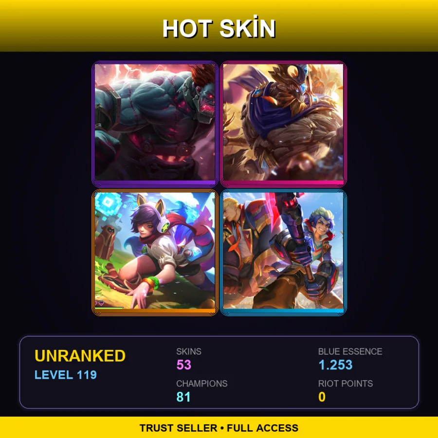SG | Lv119 | Unranked | 53 Skin | 81 Champ