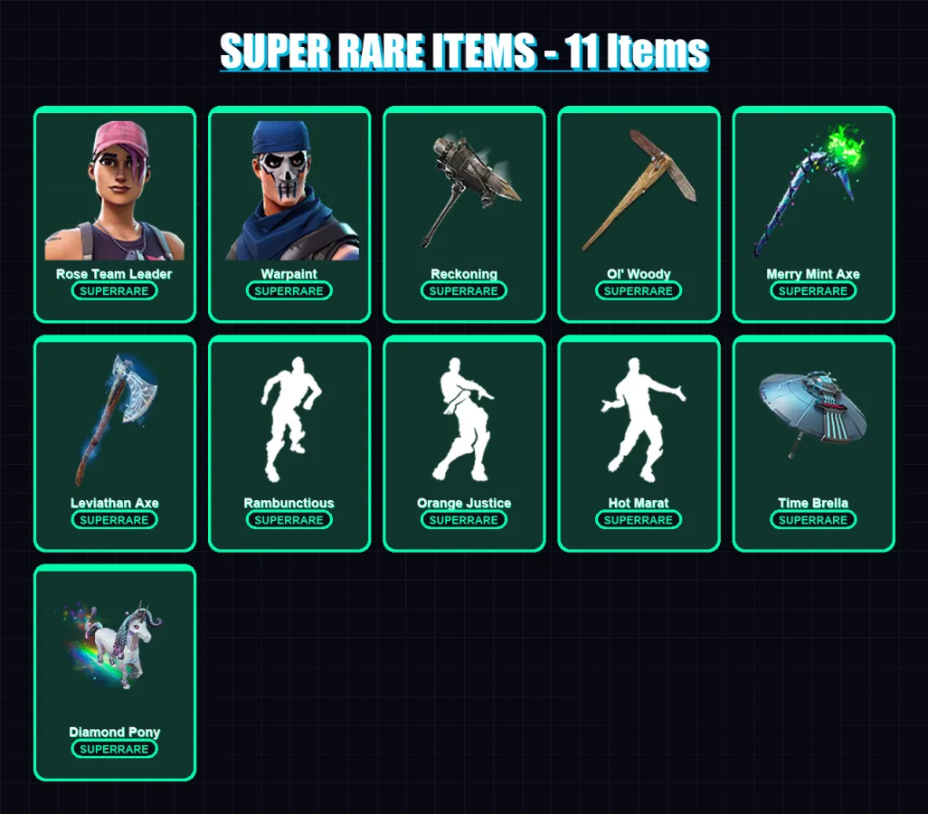 [PC/PSN] | Rose Team Leader | Warpaint | Hybrid | Zenith | Vendetta | 142 skin | 110 pickaxe | 148 emote | 110 glider | Lv1213