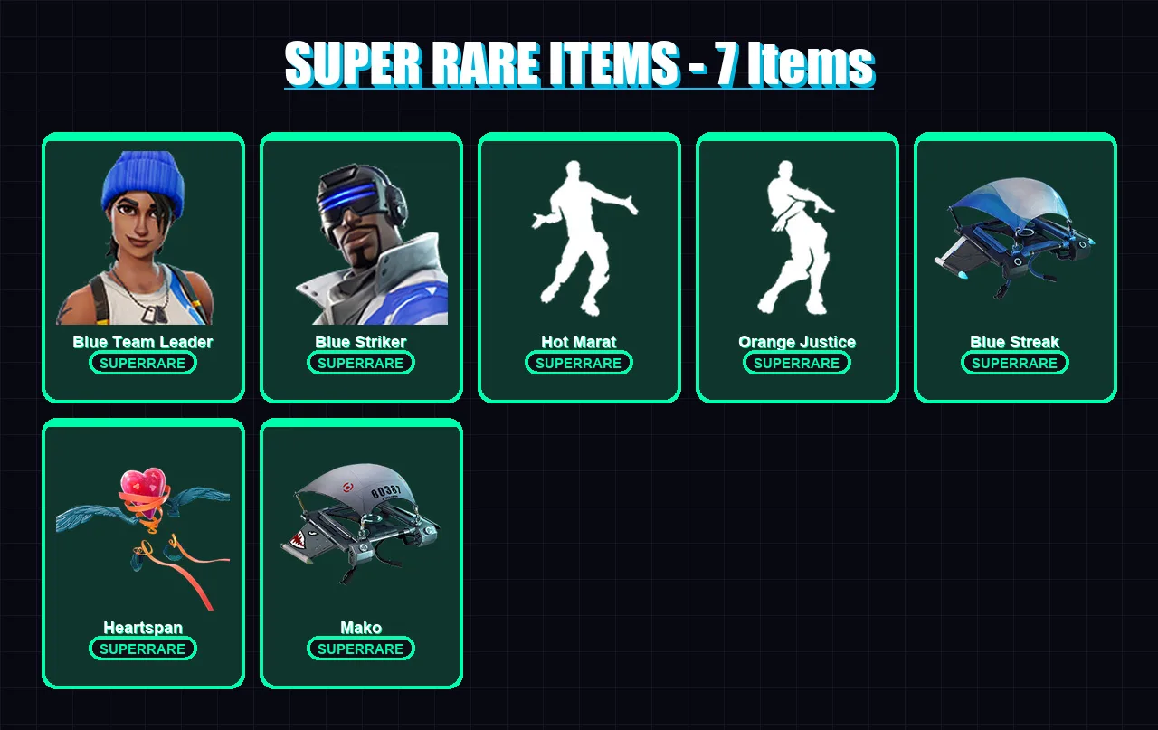 [PS4/PS5/XBOX/PC] | Blue Team Leader | Blue Striker | Enforcer | The Prisoner | Lynx | 110 skin | 180 pickaxe | 130 emote | 150 glider | Lv2499