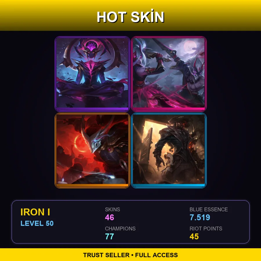 EUNE | Lv50 | Iron I | 46 Skin | 77 Champ