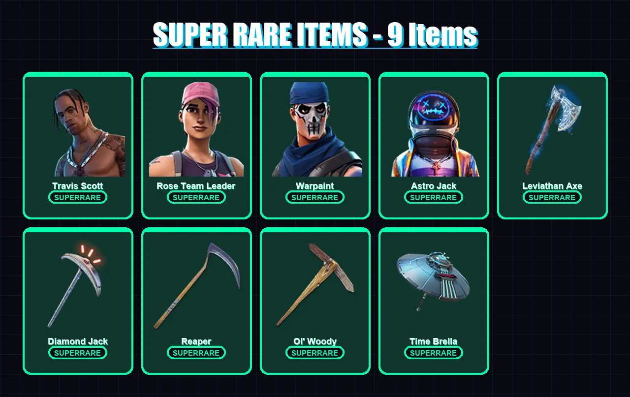 [PC/PSN] | Travis Scott | Rose Team Leader | Warpaint | Astro Jack | Ronin | 123 skin | 145 pickaxe | 119 emote | 132 glider | Lv2075