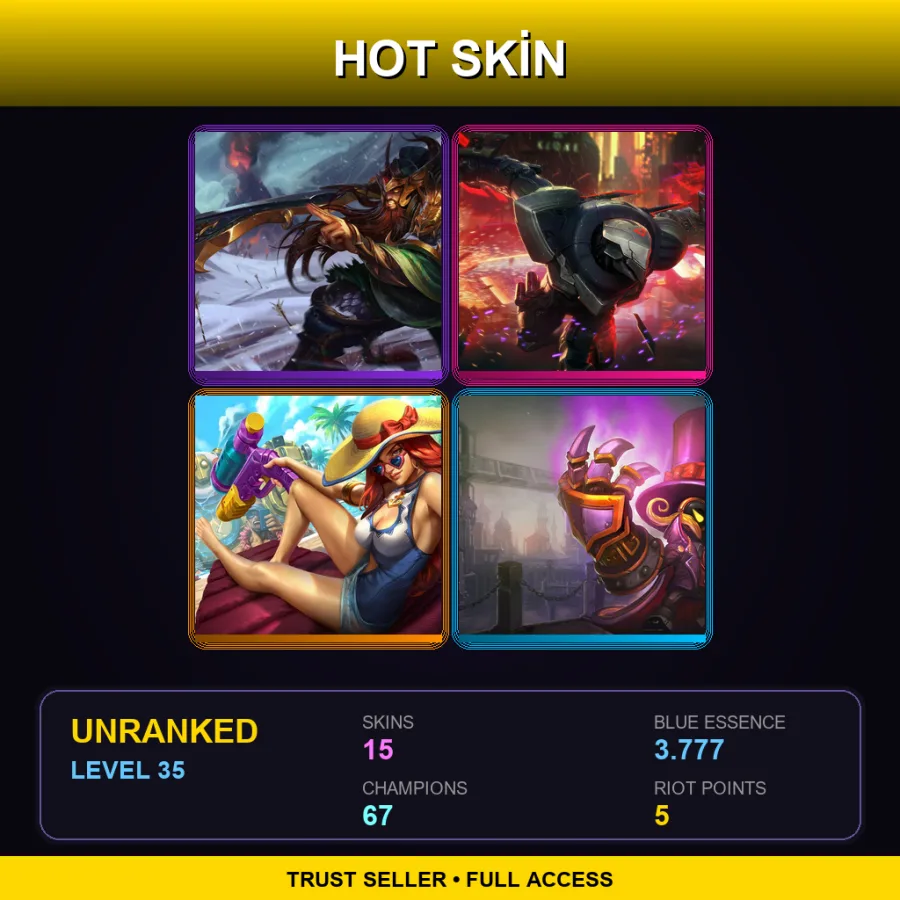 LAS | Lv35 | Unranked | 15 Skin | 67 Champ — LoL account