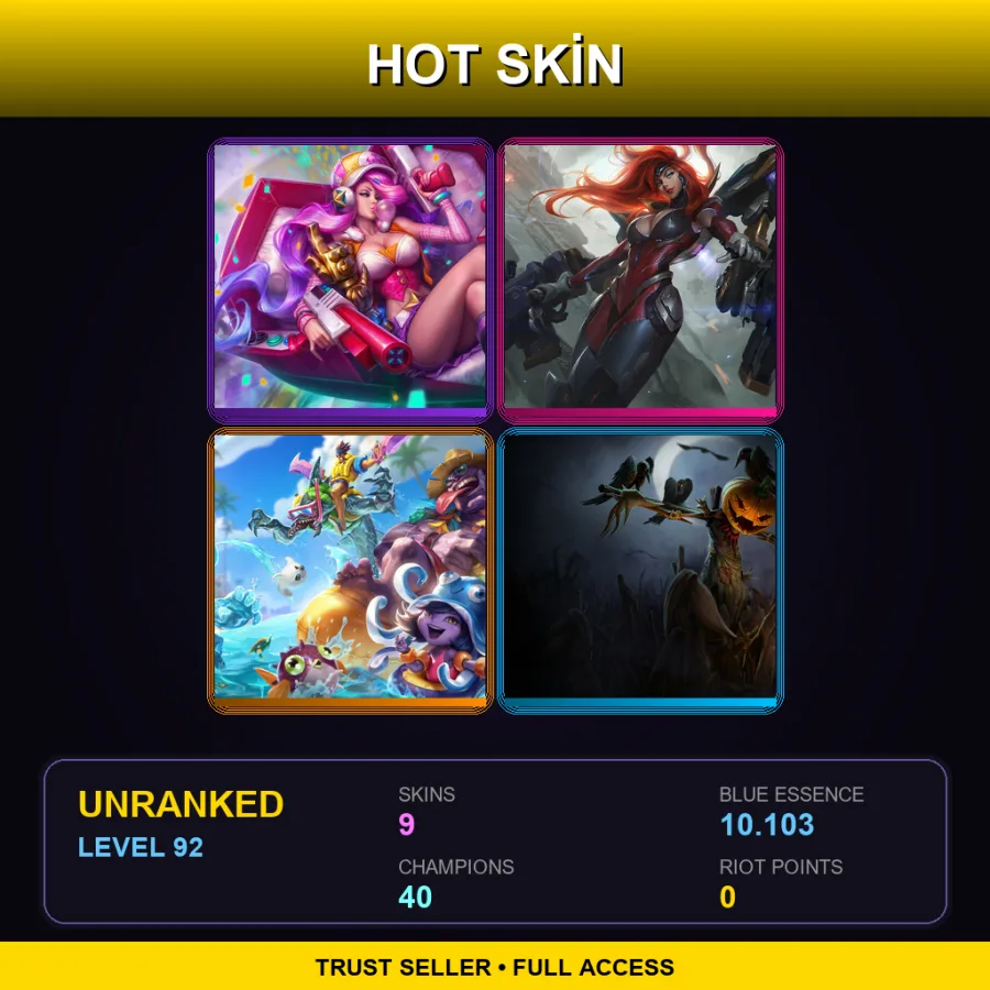 LAS | Lv92 | Unranked | 9 Skin | 40 Champ