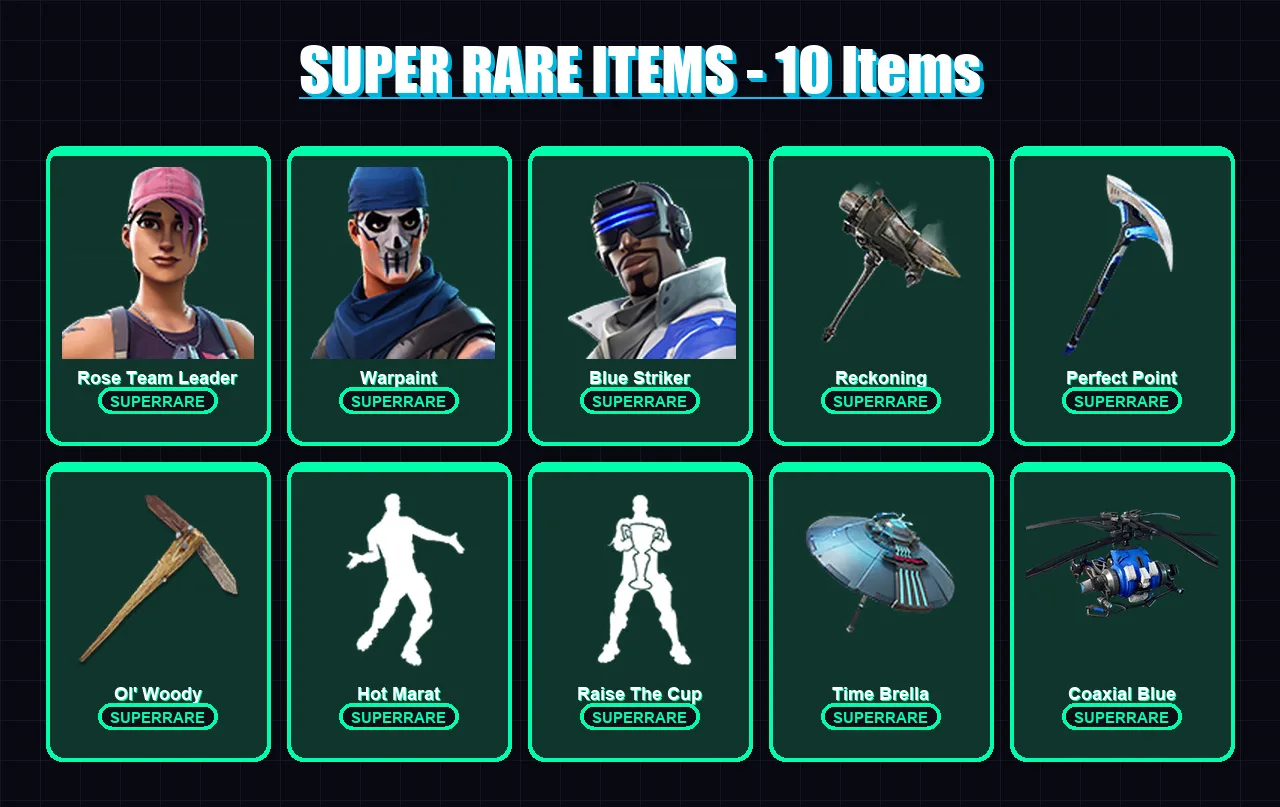 [PC/XBOX/PSN] | Rose Team Leader | Warpaint | Blue Striker | Ruin | Menace | 65 skin | 68 pickaxe | 80 emote | 52 glider | Lv879