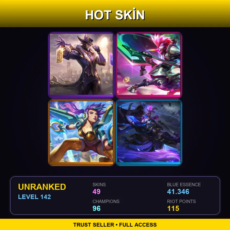 LAN | Lv142 | Unranked | 49 Skin | 96 Champ