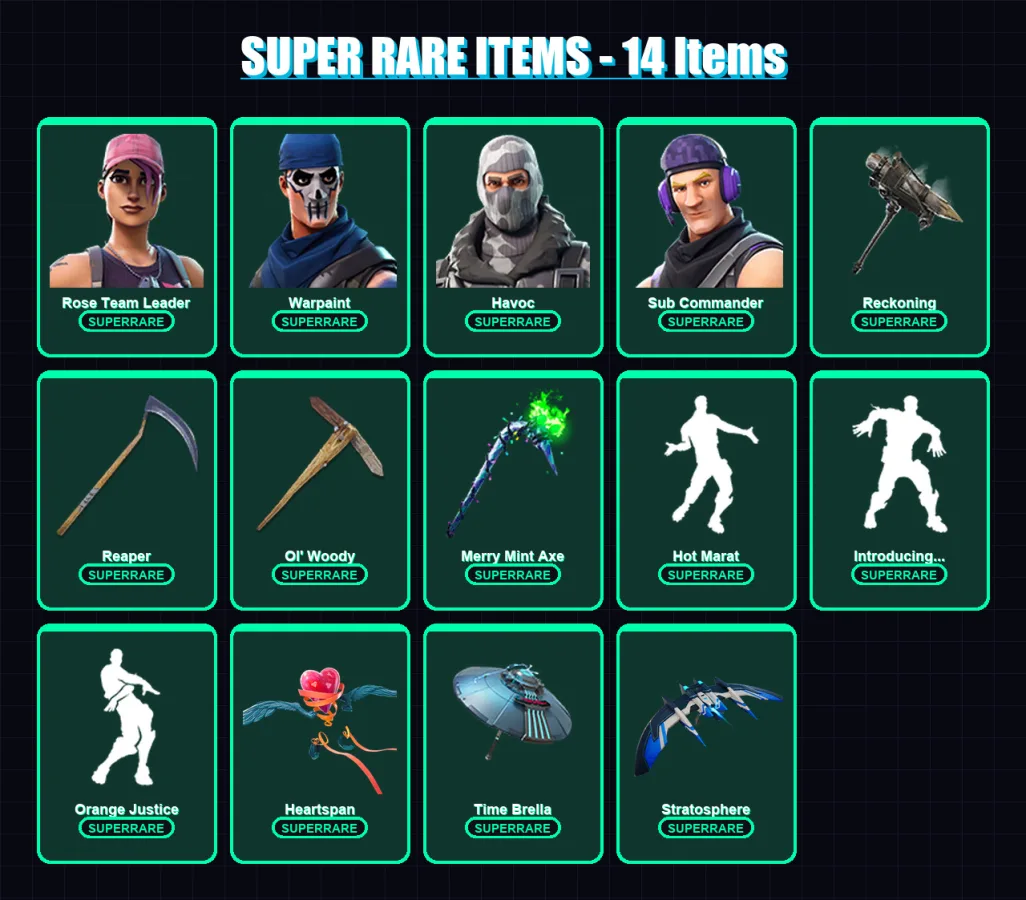 [PS4/PS5/XBOX/PC] | Rose Team Leader | Warpaint | Havoc | Sub Commander | Fade | 137 skin | 165 pickaxe | 137 emote | 161 glider | Lv2454