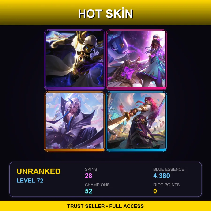 LAN | Lv72 | Unranked | 28 Skin | 52 Champ — LoL account