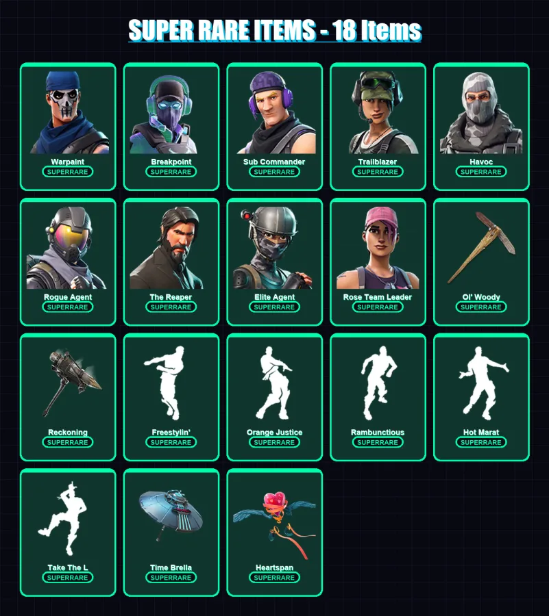 [PC/PSN] | Warpaint | Breakpoint | Sub Commander | Trailblazer | Havoc | 146 skin | 88 pickaxe | 144 emote | 106 glider | Lv1577