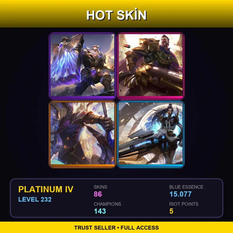 EUNE | Lv232 | Platinum IV | 86 Skin | 143 Champ