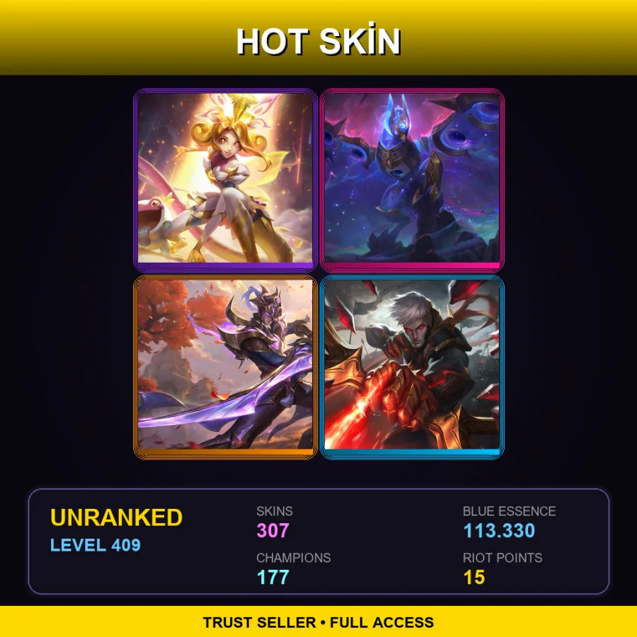 BR | Lv409 | Unranked | 307 Skin | 177 Champ — LoL account