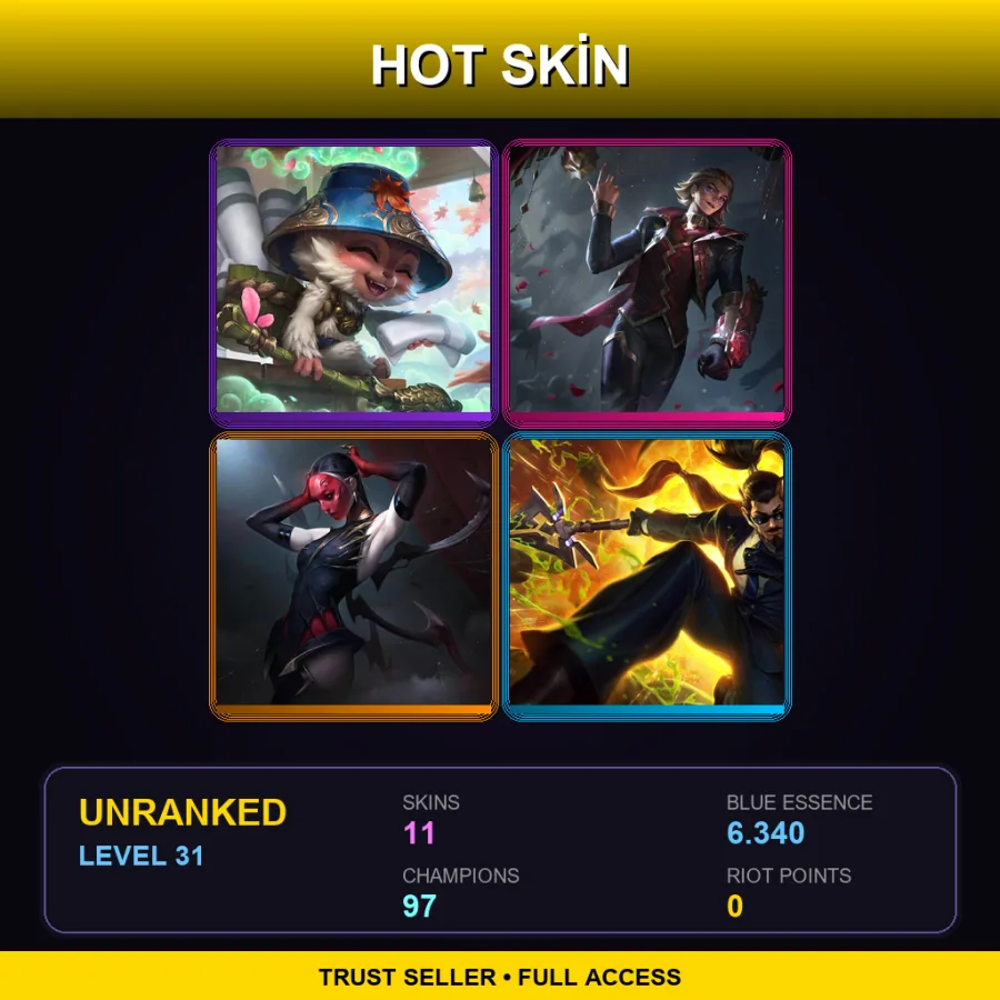 VN | Lv31 | Unranked | 11 Skin | 97 Champ