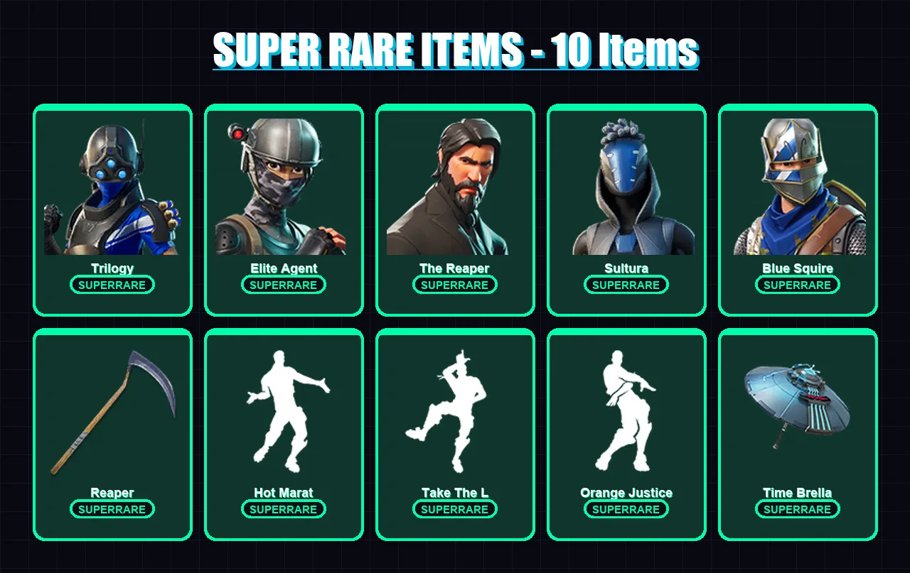 [PC/XBOX/PSN] | Trilogy | Elite Agent | The Reaper | Sultura | Blue Squire | 45 skin | 48 pickaxe | 48 emote | 50 glider | Lv974