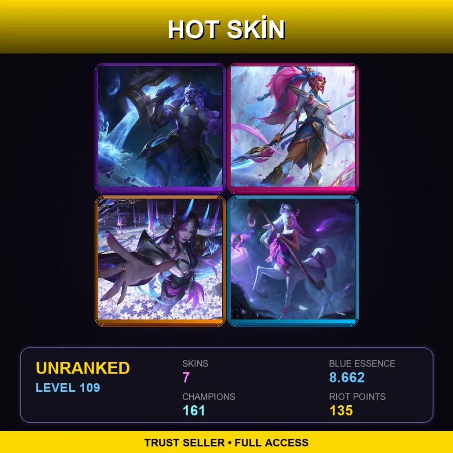 BR | Lv109 | Unranked | 7 Skin | 161 Champ — LoL account