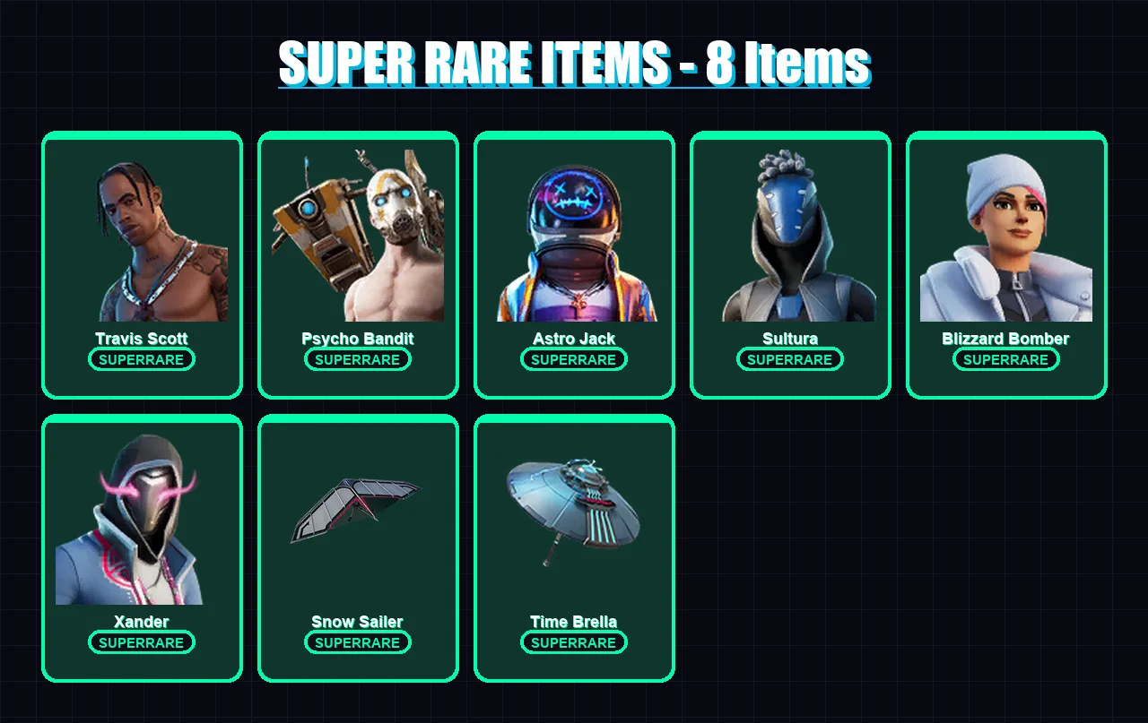 [PC] | Travis Scott | Psycho Bandit | Astro Jack | Sultura | Blizzard Bomber | 186 skin | 212 pickaxe | 189 emote | 160 glider | Lv2356 — Fortnite account