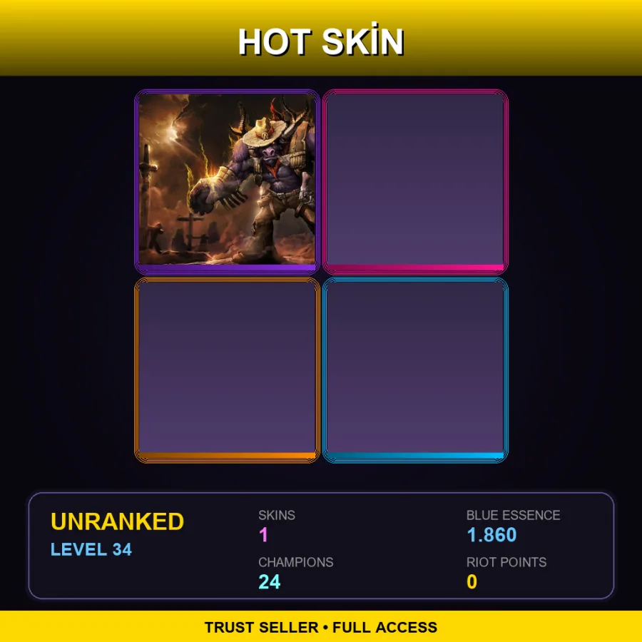 NA | Lv34 | Unranked | 1 Skin | 24 Champ — LoL account