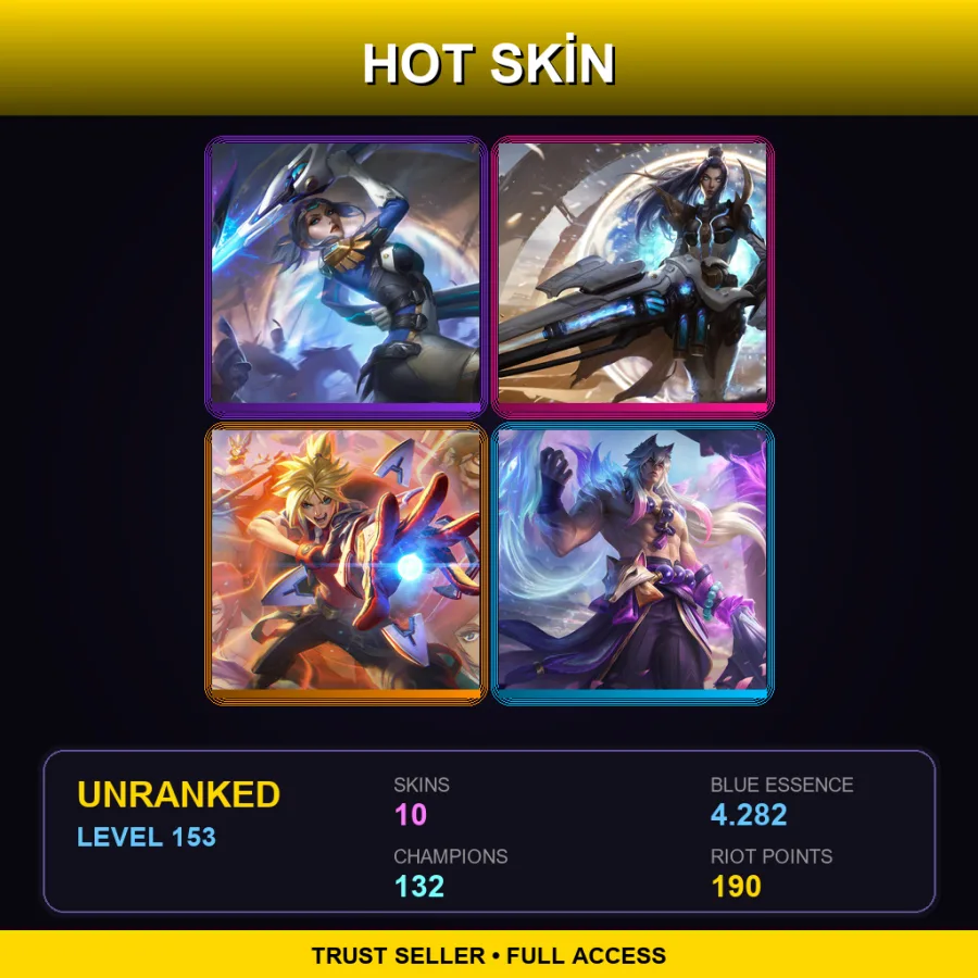 SG | Lv153 | Unranked | 10 Skin | 132 Champ with Yone