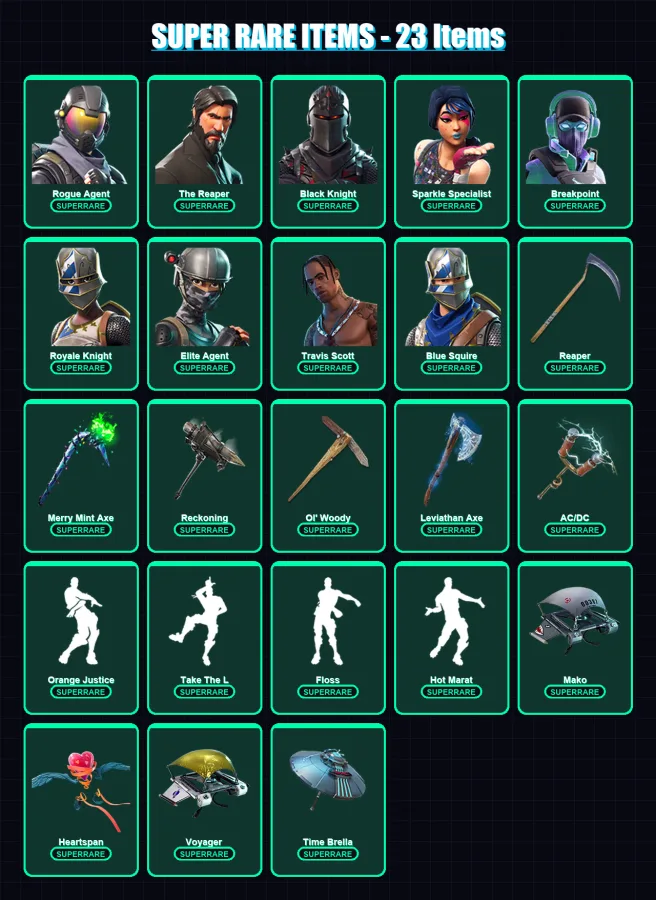 [PC/PSN] | Rogue Agent | The Reaper | Black Knight | Sparkle Specialist | Breakpoint | 178 skin | 171 pickaxe | 151 emote | 148 glider | Lv2014