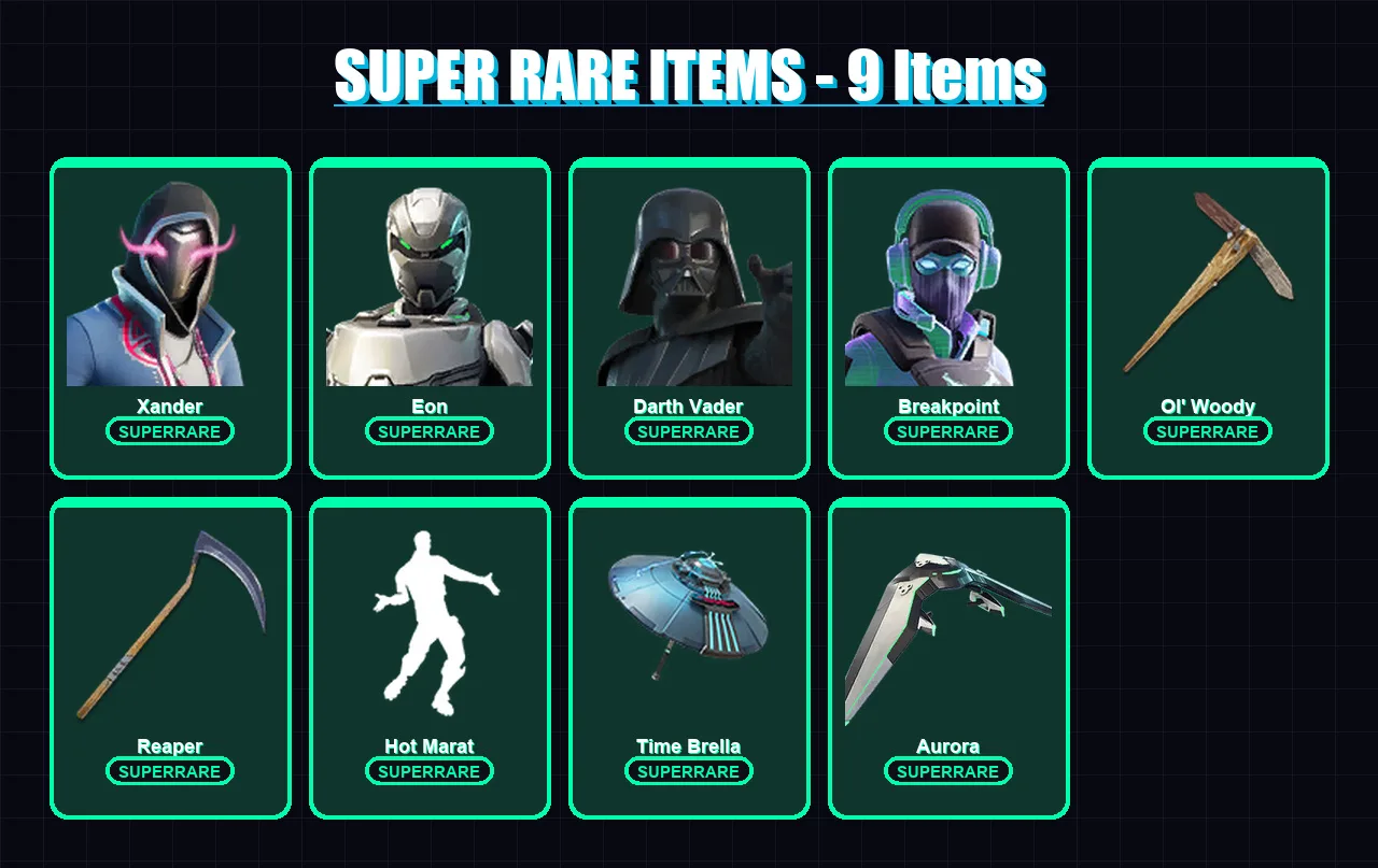 [PS4/PS5/XBOX/PC] | Xander | Eon | Darth Vader | Breakpoint | Eternal Knight | 169 skin | 197 pickaxe | 180 emote | 167 glider | Lv3672