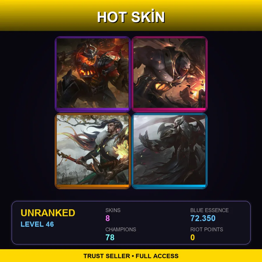 VN | Lv46 | Unranked | 8 Skin | 78 Champ — LoL account