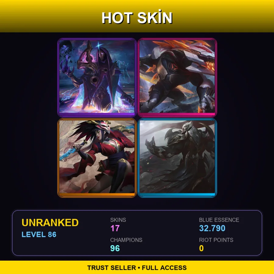 VN | Lv86 | Unranked | 17 Skin | 96 Champ — Yellow Jacket Shen