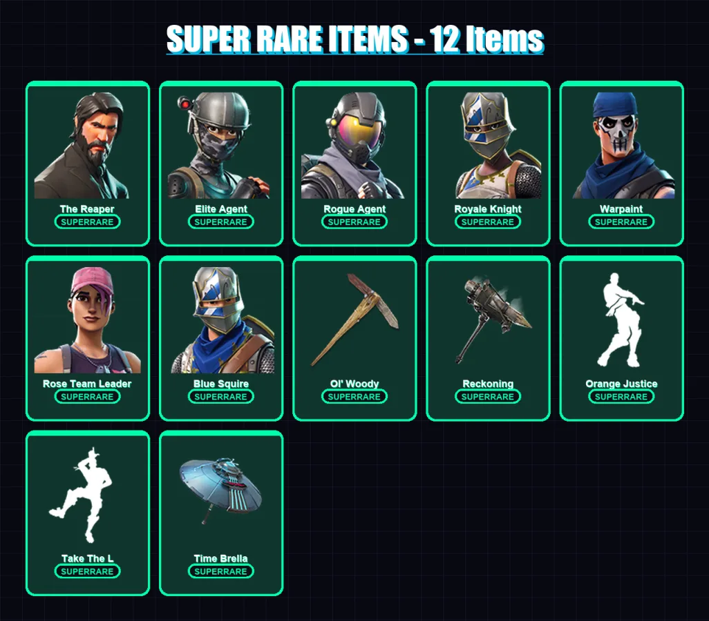 [PC/PSN] | The Reaper | Elite Agent | Rogue Agent | Royale Knight | Warpaint | 59 skin | 47 pickaxe | 48 emote | 53 glider | Lv691