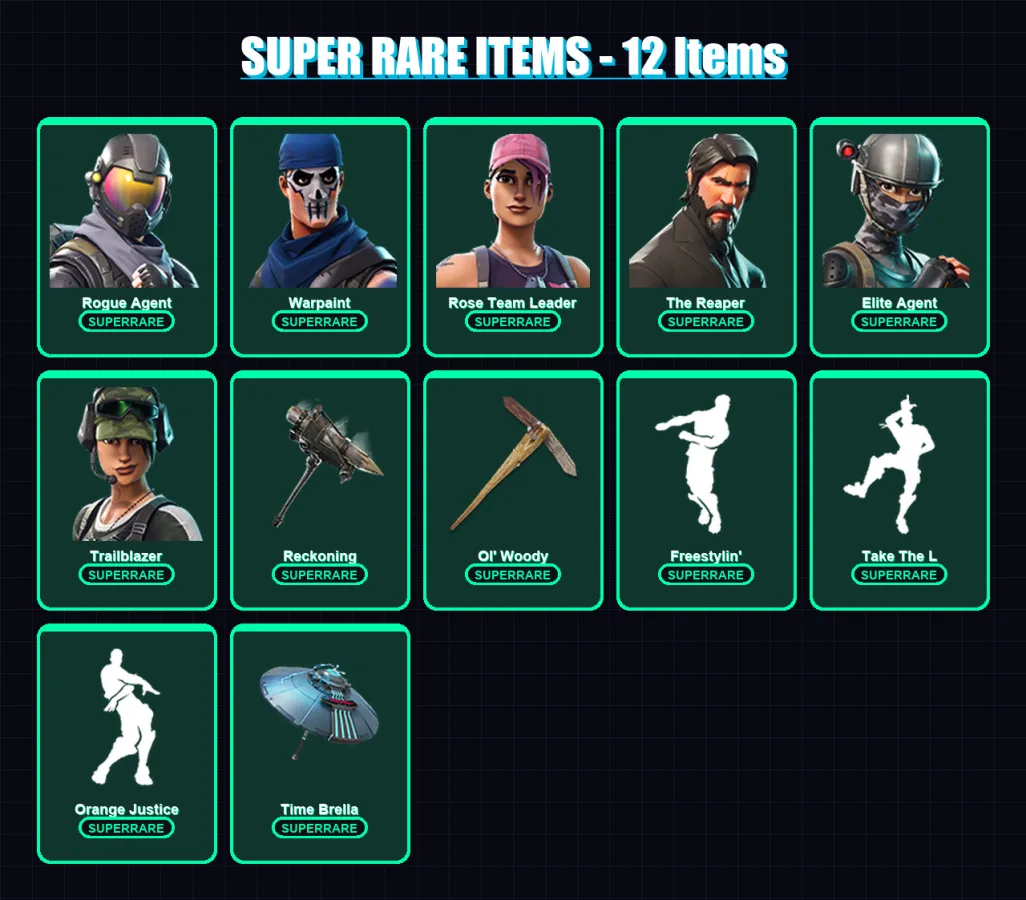 [PC/XBOX] | Rogue Agent | Warpaint | Rose Team Leader | The Reaper | Elite Agent | 37 skin | 29 pickaxe | 46 emote | 37 glider | Lv474 — Fortnite account