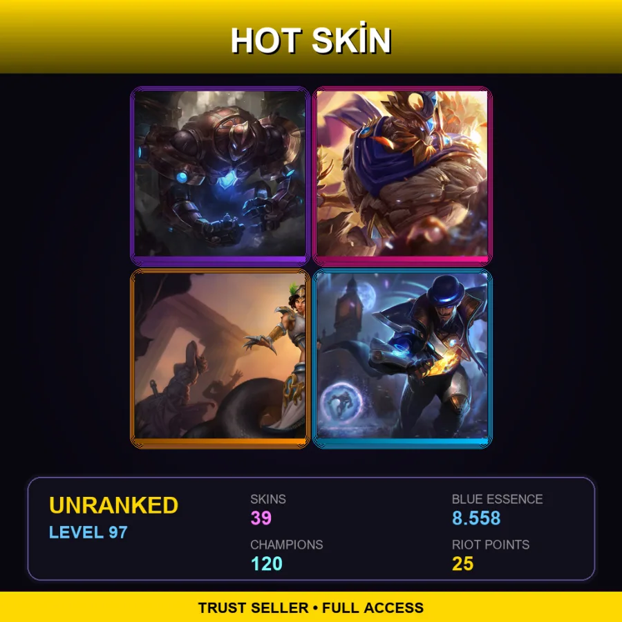 EUNE | Lv97 | Unranked | 39 Skin | 120 Champ — Unranked / Smurf League of Legends
