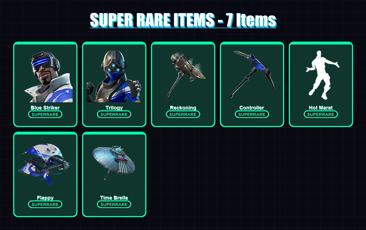 [PC/XBOX] | Blue Striker | Trilogy | Calamity | Mandalorian | Joey | 86 skin | 108 pickaxe | 88 emote | 92 glider | Lv1390 — Fortnite account