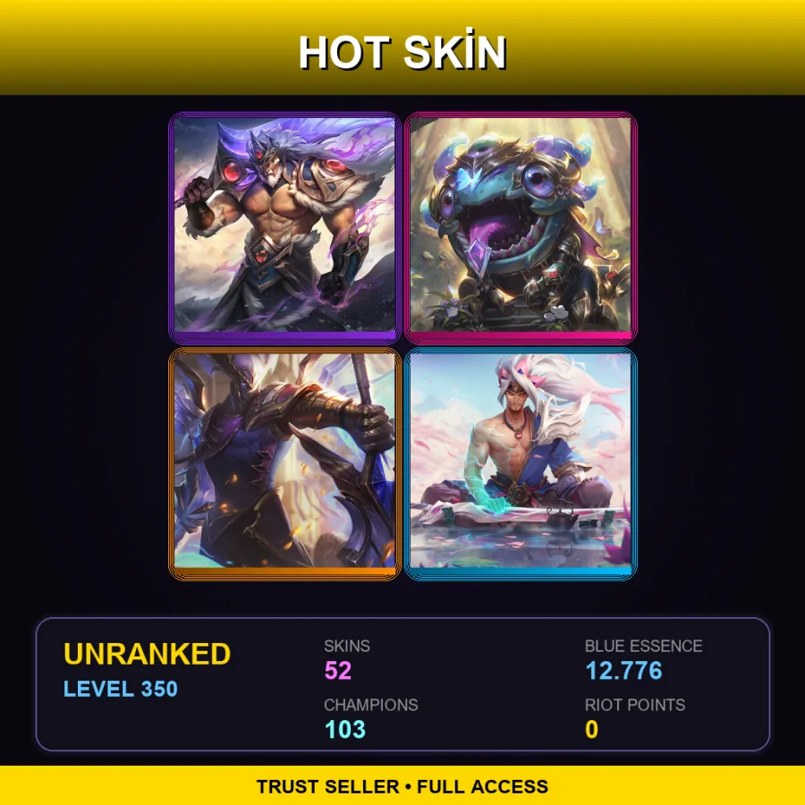 LAN | Lv350 | Unranked | 52 Skin | 103 Champ — Ionia Master Yi