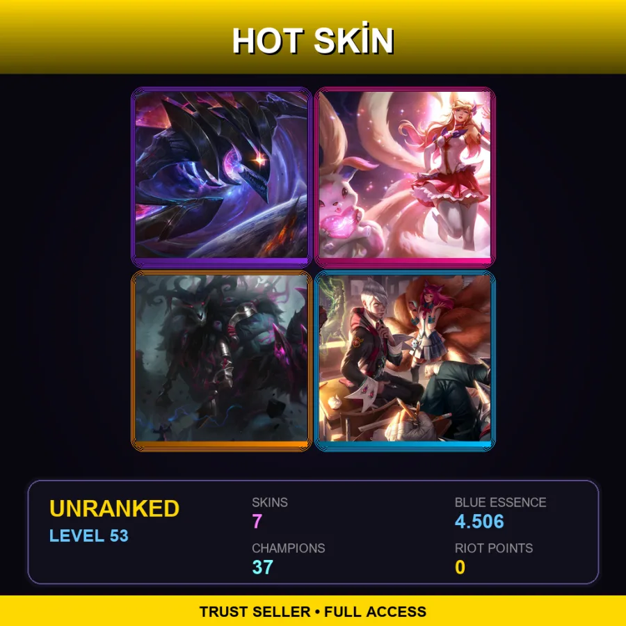 LAS | Lv53 | Unranked | 7 Skin | 37 Champ — LoL account
