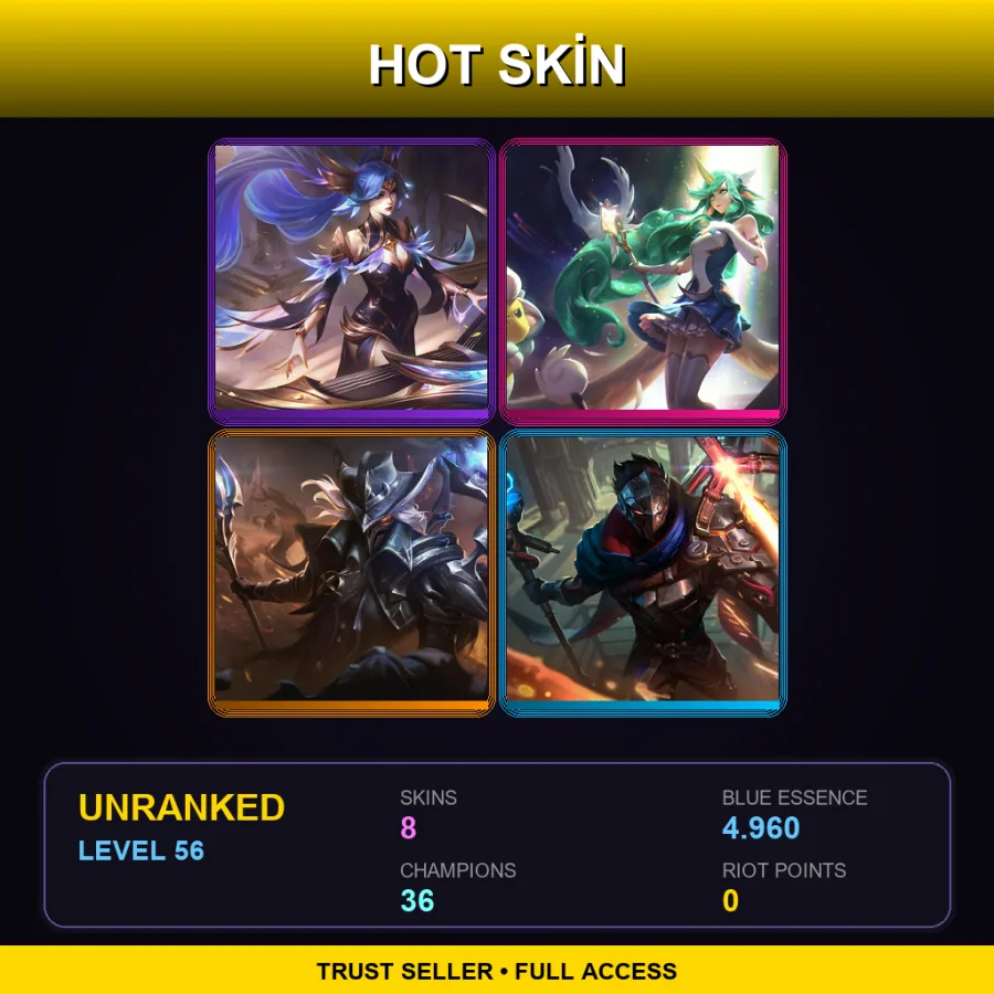 EUW | Lv56 | Unranked | 8 Skin | 36 Champ