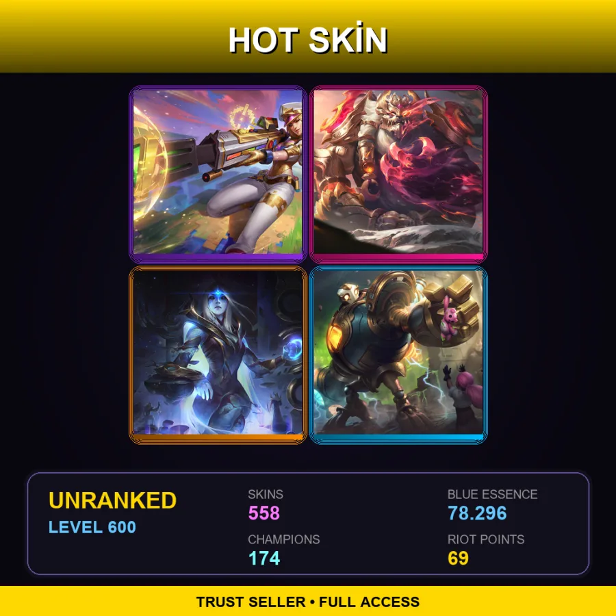 VN | Lv600 | Unranked | 558 Skin | 174 Champ