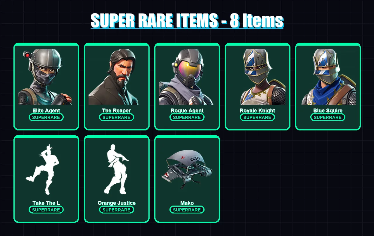 [PC/PSN] | Elite Agent | The Reaper | Rogue Agent | Royale Knight | Blue Squire | 28 skin | 21 pickaxe | 16 emote | 20 glider | Lv271