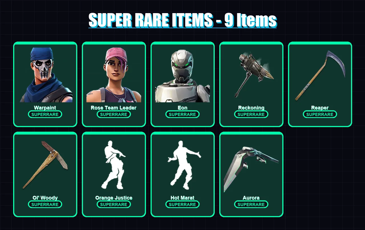 [PS4/PS5/XBOX/PC] | Warpaint | Rose Team Leader | Eon | Hybrid | Drift | 94 skin | 93 pickaxe | 91 emote | 79 glider | Lv952