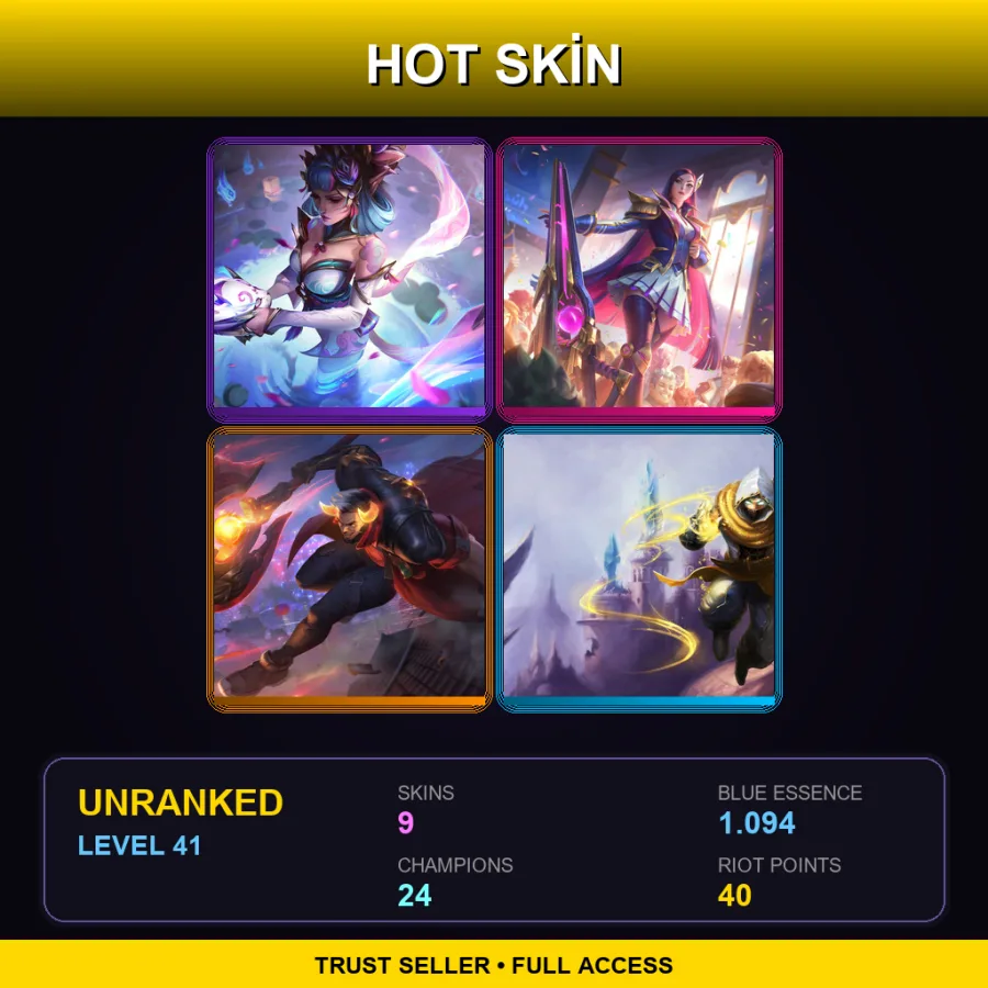 ME | Lv41 | Unranked | 9 Skin | 24 Champ — LoL account