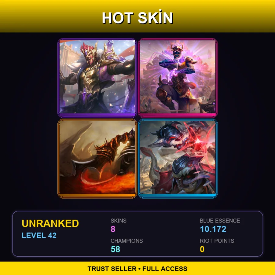 EUW | Lv42 | Unranked | 8 Skin | 58 Champ — Dawnbringer Vayne