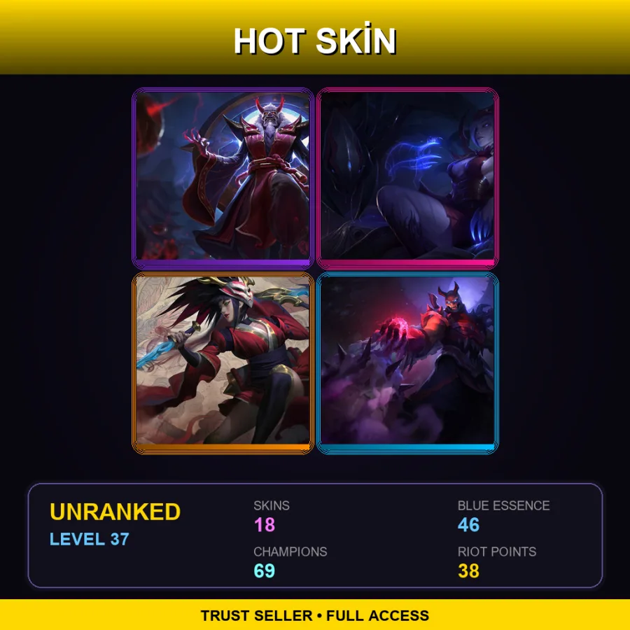 SG | Lv37 | Unranked | 18 Skin | 69 Champ — LoL account