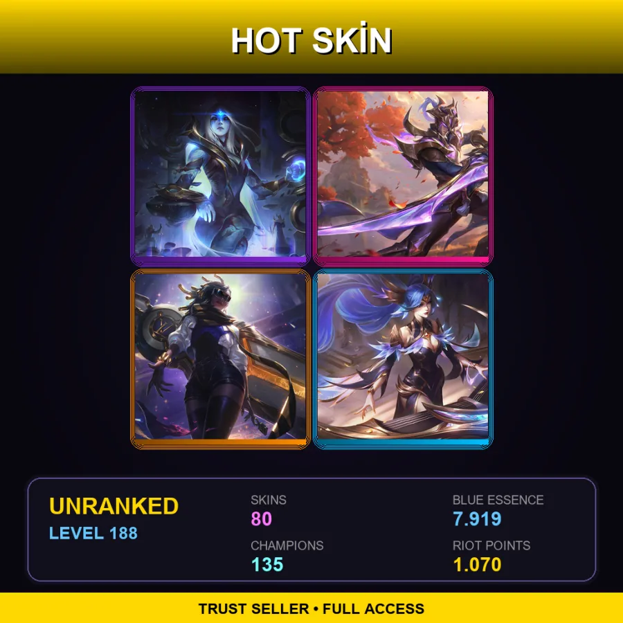 EUW | Lv188 | Unranked | 80 Skin | 135 Champ