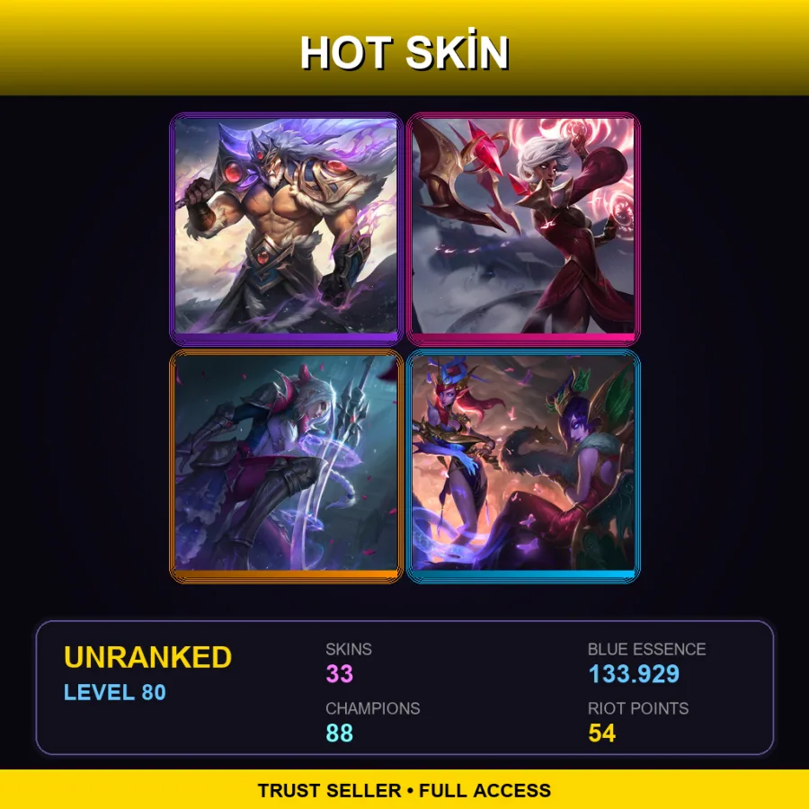 NA | Lv80 | Unranked | 33 Skin | 88 Champ