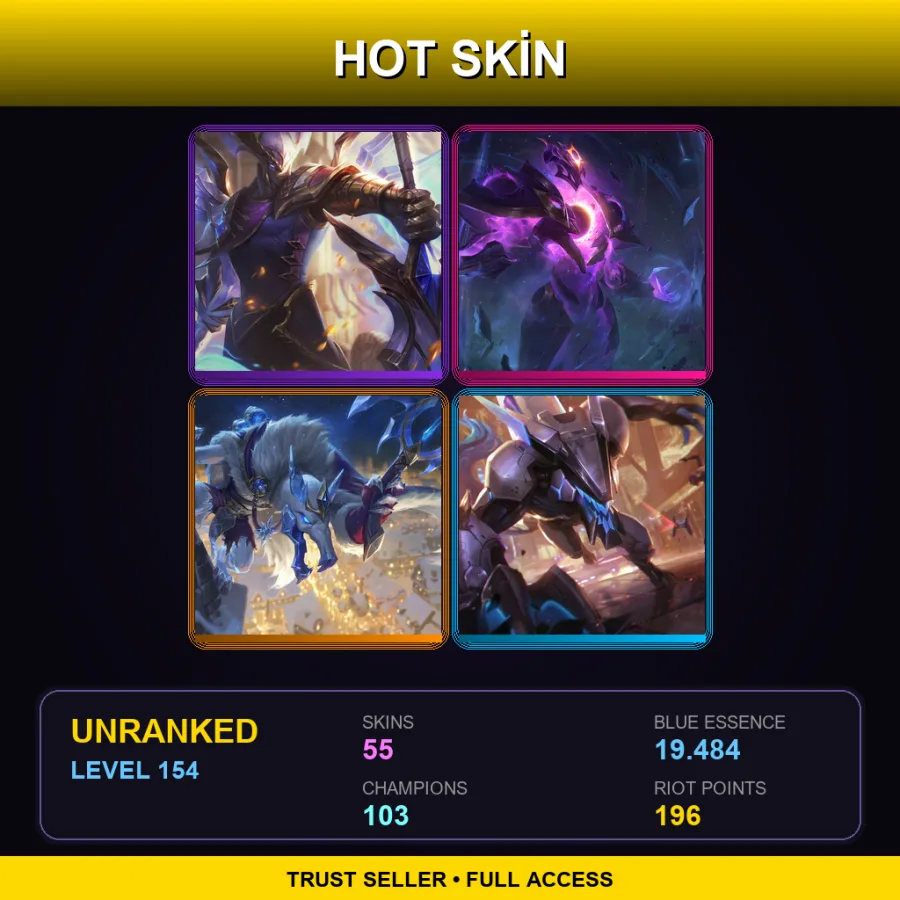 EUNE | Lv154 | Unranked | 55 Skin | 103 Champ — Blood Moon Kennen