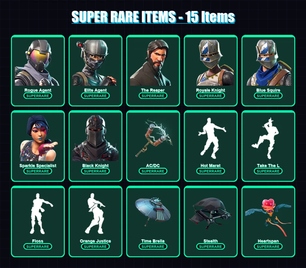 [PC/XBOX/PSN] | Rogue Agent | Elite Agent | The Reaper | Royale Knight | Blue Squire | 88 skin | 86 pickaxe | 83 emote | 89 glider | Lv1407