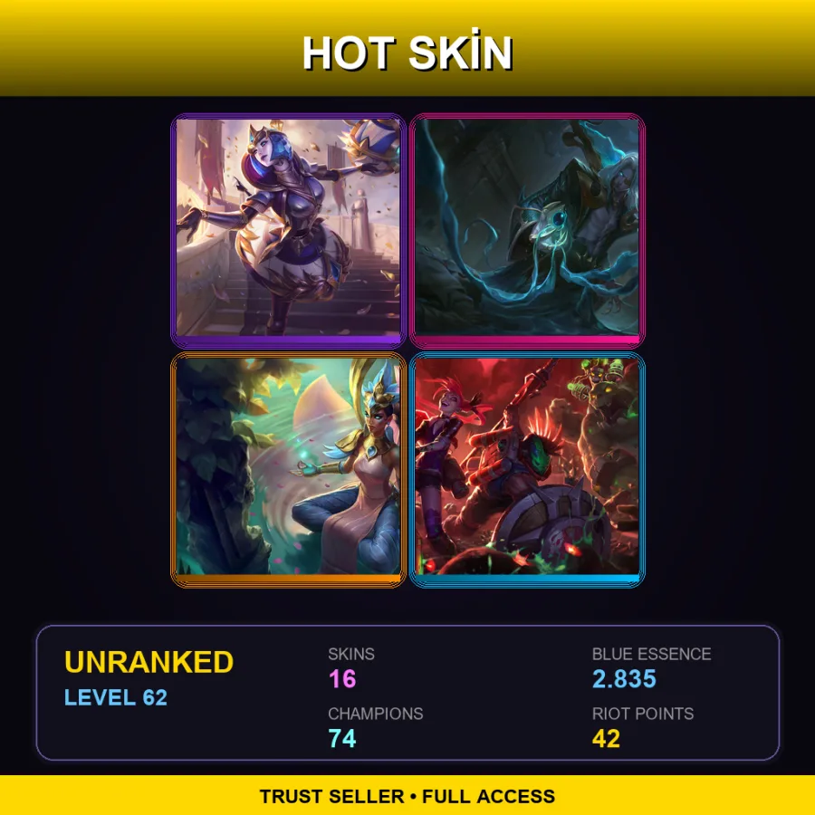 TR | Lv62 | Unranked | 16 Skin | 74 Champ