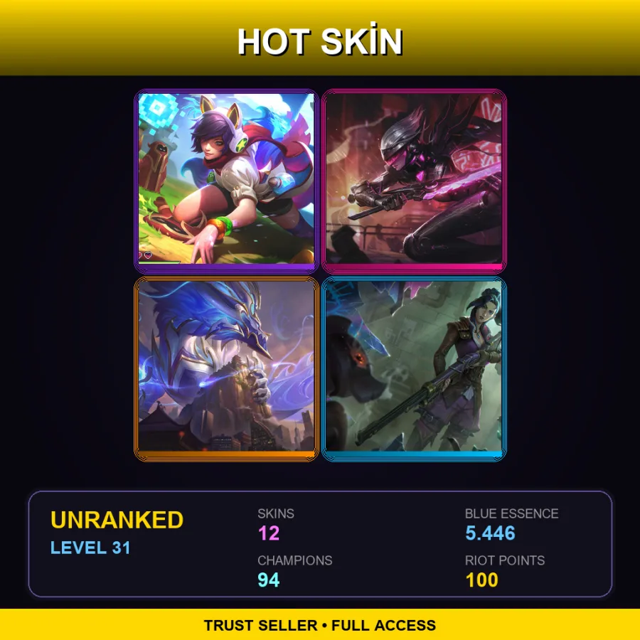 EUW | Lv31 | Unranked | 12 Skin | 94 Champ