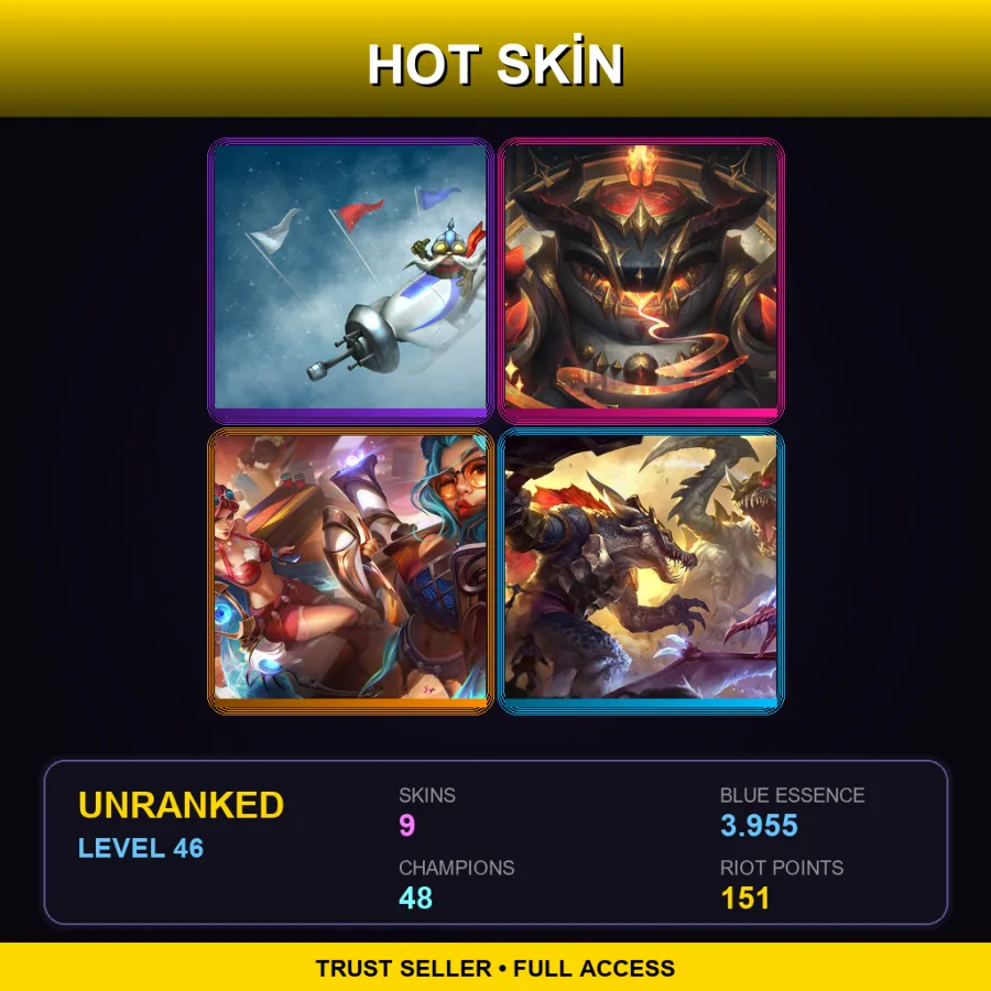 EUNE | Lv46 | Unranked | 9 Skin | 48 Champ