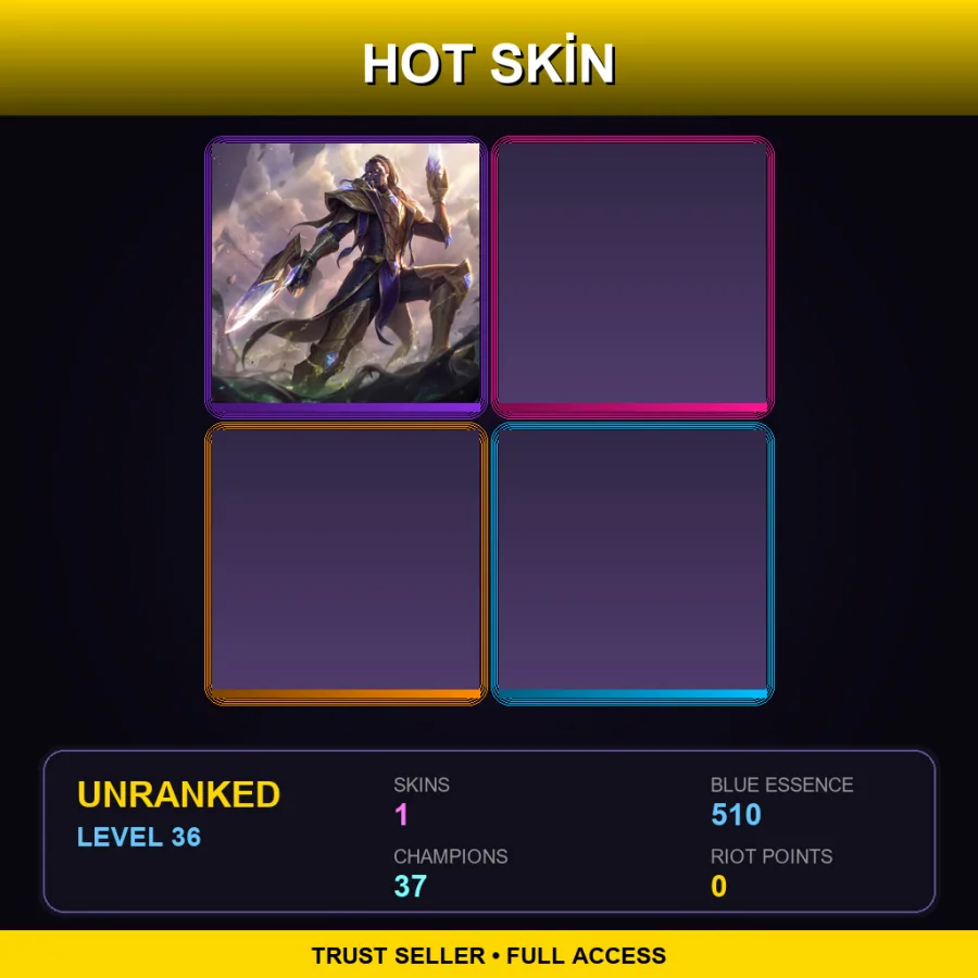 EUW | Lv36 | Unranked | 1 Skin | 37 Champ — LoL account