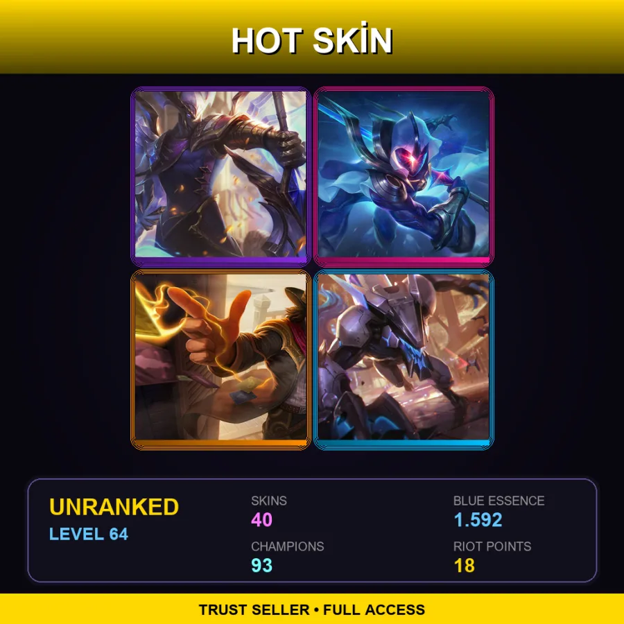 SG | Lv64 | Unranked | 40 Skin | 93 Champ — LoL account
