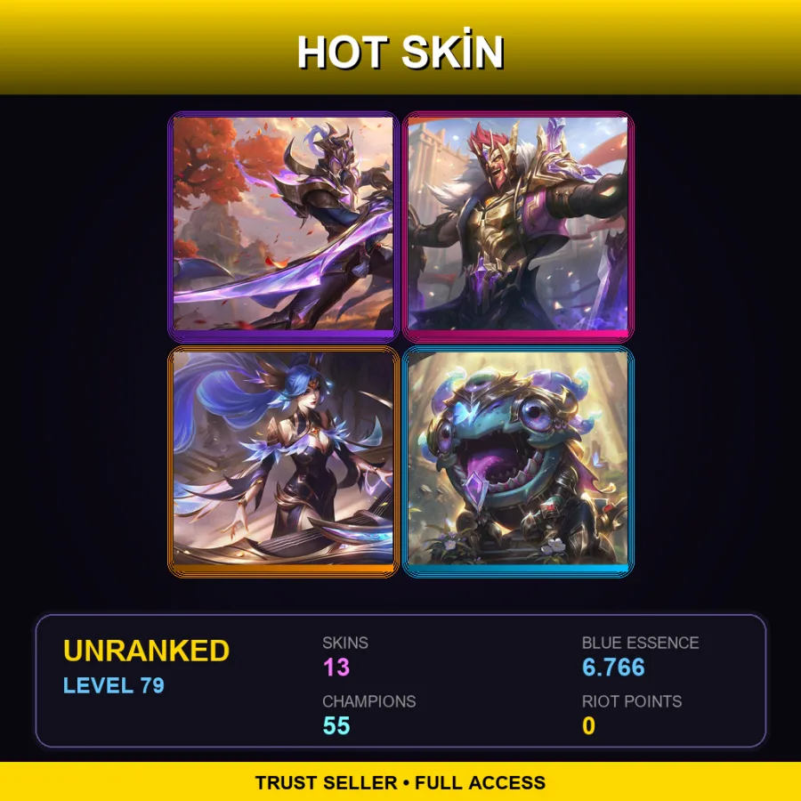 EUW | Lv79 | Unranked | 13 Skin | 55 Champ — LoL account