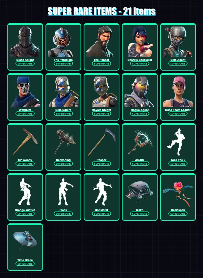 [PC/XBOX/PSN] | Black Knight | The Paradigm | The Reaper | Sparkle Specialist | Elite Agent | 258 skin | 225 pickaxe | 193 emote | 155 glider | Lv18 — Fortnite account