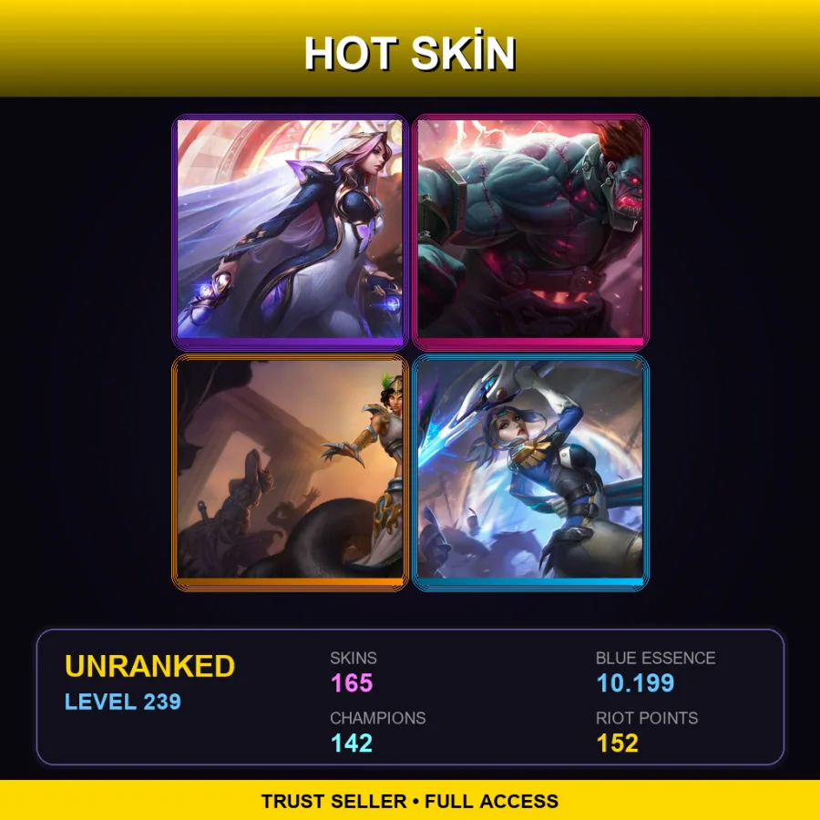 LAS | Lv239 | Unranked | 165 Skin | 142 Champ — LoL account