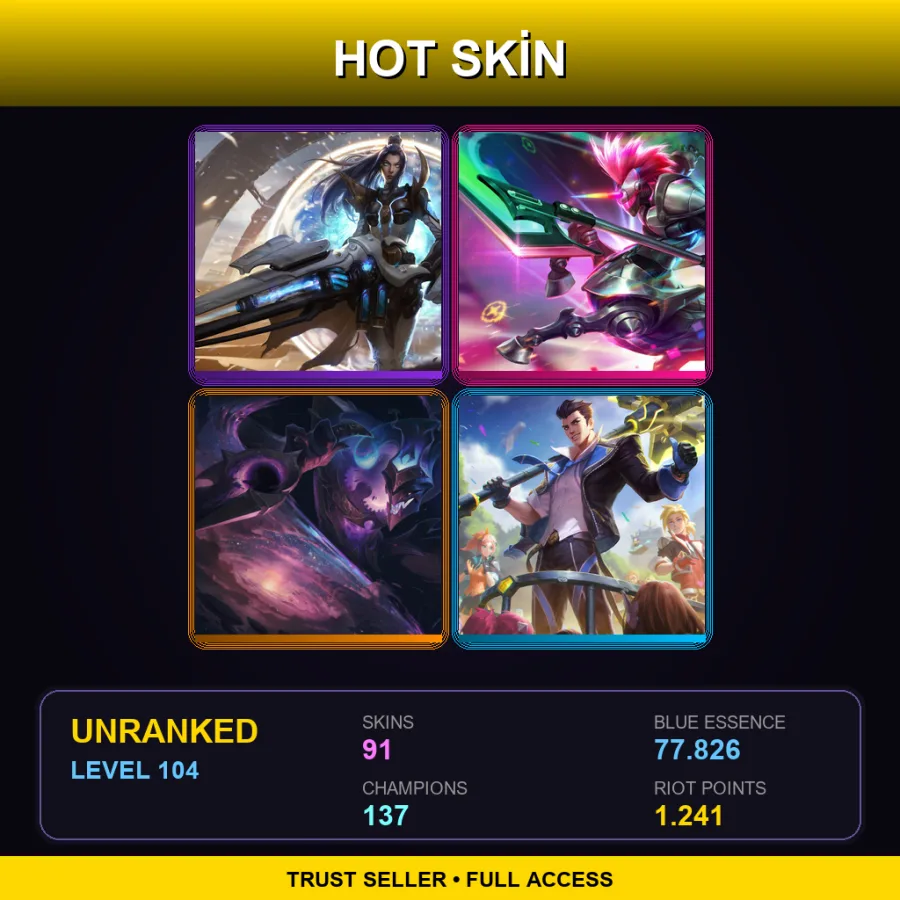 EUW | Lv104 | Unranked | 91 Skin | 137 Champ — Unranked / Smurf League of Legends